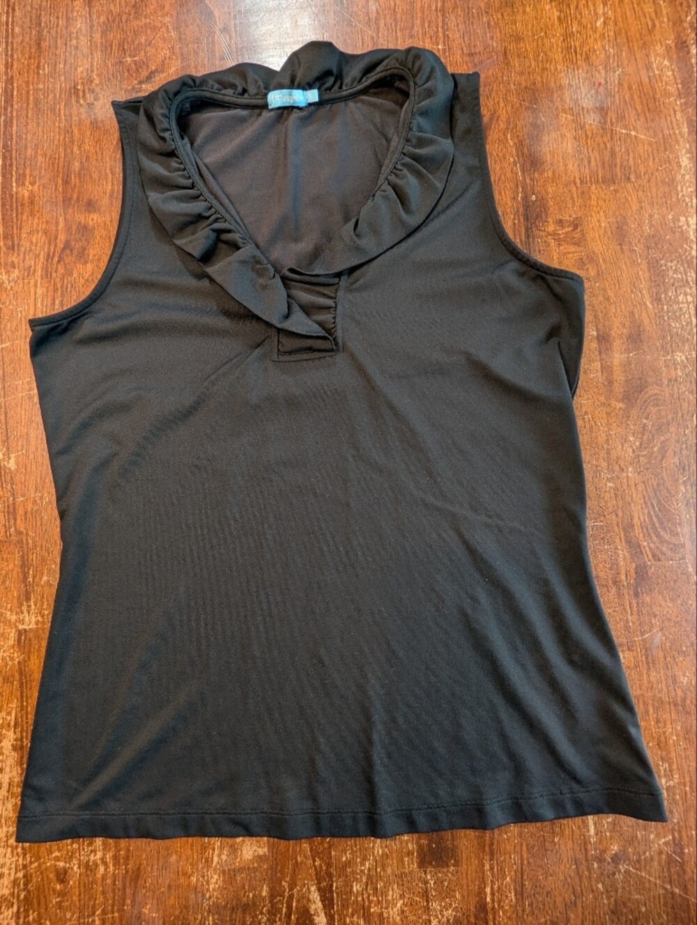 J. McLaughlin Simple Black Tank Top Womens Small Ruffle Neck Summer Casual Shirt